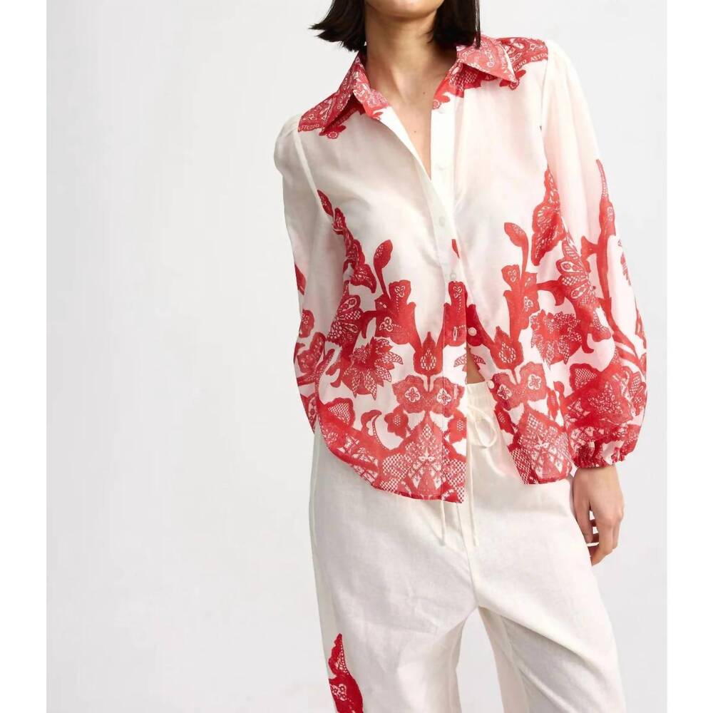NEW ASTON STUDIO vivian blouse in ruby antique